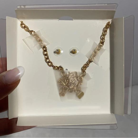 Juicy Couture Rhinestone Champagne Bottle Necklace & Bow Earrings Gift Set - Picture 5 of 5